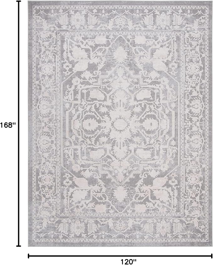SAFAVIEH Area Rug 10x14 - Reflection Collection - Large - Light Grey & Cream, Non-Shedding & Easy Cleaning, Ideal for Living Room, Bedroom (RFT665C)