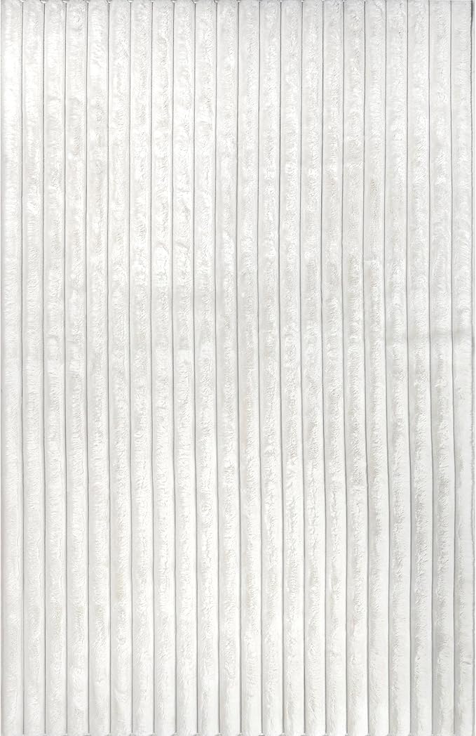 nuLOOM 3' x 5' Cozy Plush Area Rug, Machine Washable, Non-Slip, Soft Fluffy Shag Carpet for Living Room Bedroom Kids Room Nursery Home Decor, Kai Off-White