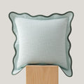 Double Stitch Scalloped Throw Pillow Covers - 100% Cotton Decorative Boho Pillow Covers 20 x 20inch, Made in India, Square Cushion Case, Modern Home Decor for Couch Sofa Living Room, Aqua Mint