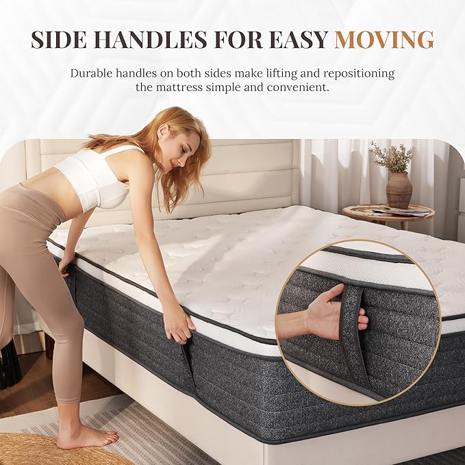CH CHARME HOUSE Twin Mattress, 10 Inch Twin Size Hybrid in a Box, Medium Feel Foam and Individual Pocket Springs, Fiberglass Free Bed, Extra Edge Support, Pressure Relief, CertiPUR-US