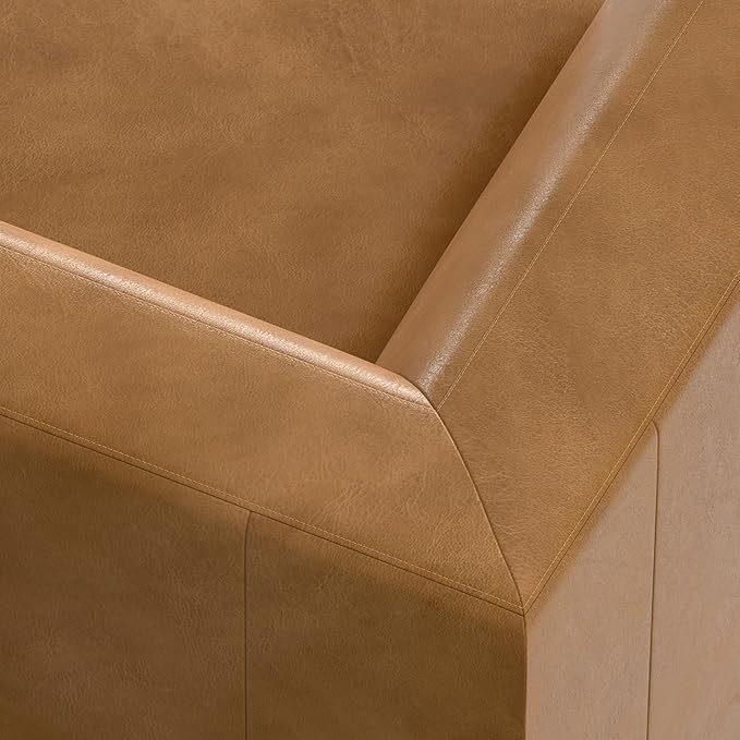 SIMPLIHOME Rex Left Corner Sectional Modular Sofa and Ottoman Set in Full-Grain Genuine Leather, Sienna, 116-inch-wide L-Shaped Leather Sofa and Matching 34-inch-Wide Table Ottoman for Living Room