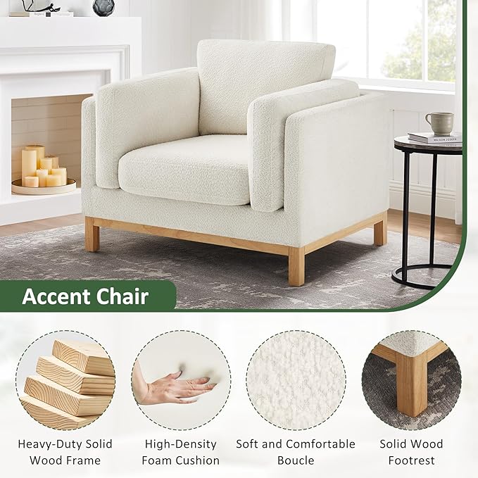 VANOMi 41.34" Oversized Accent Chair Set of 2, Chenille Armchair Living Room Chairs with Wide Armrest Pads Solid Wooden Legs, Reading Chair for Bedroom, Apartment, Office