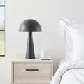 Nourison Home 16" Matte Black Metal Mushroom Table Lamp, Modern, Retro, Desk Light for Bedroom, Dining, Office, Entryway