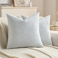 FUTEI Light Blue Velvet Throw Pillow Covers 20x20 Inch Set of 2,Soft Embossed Leaf-Relief Textured Cushion Cases,Natural Home Decor for Couch Living Room