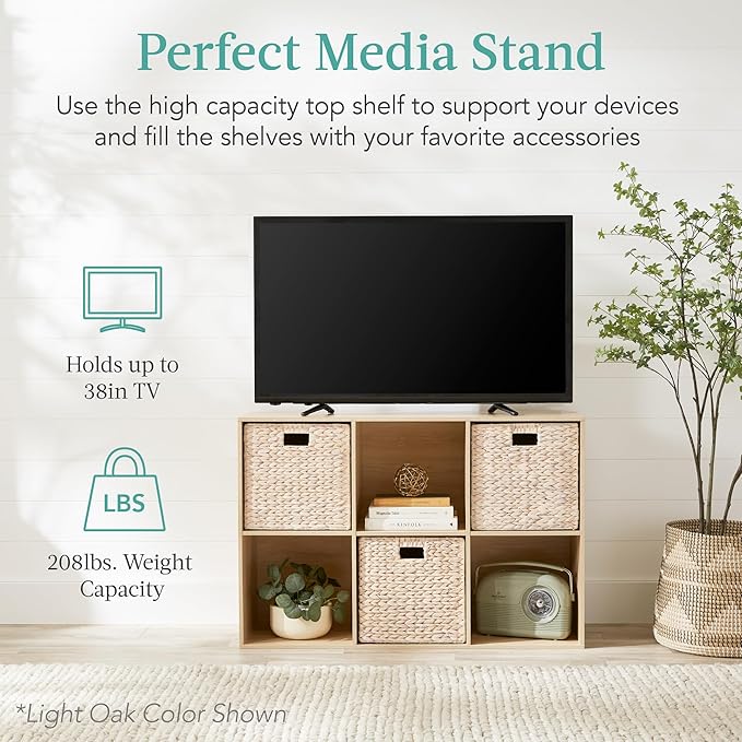 Best Choice Products 6-Cube Storage Organizer, 13.5in Shelf Opening, Bookcase, Display Shelf, Customizable w/ 3 Removable Back Panels – Walnut