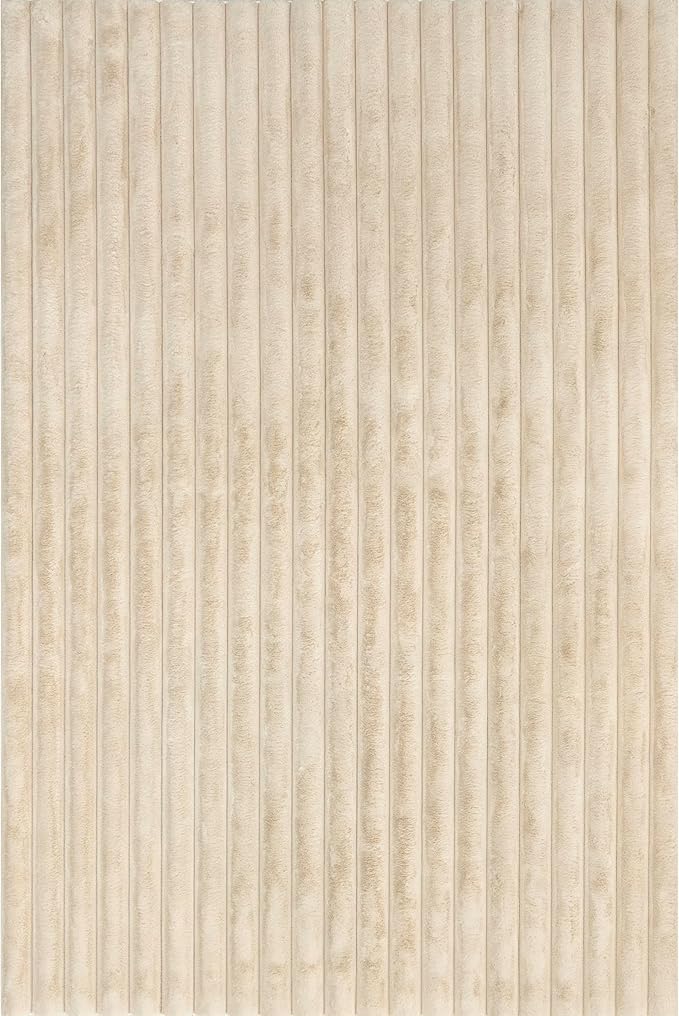 nuLOOM 5' x 8' Cozy Plush Area Rug, Machine Washable, Non-Slip, Soft Fluffy Shag Carpet for Living Room Bedroom Kids Room Nursery Home Decor, Kai Beige