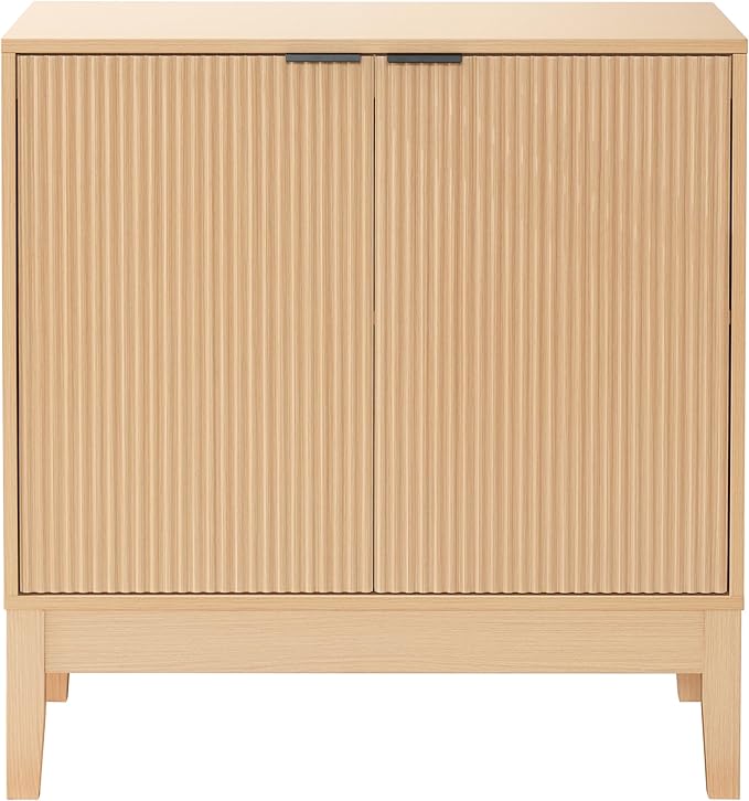 Best Choice Products 2-Door Modern Storage Cabinet, Buffet, Sideboard, Media Cabinet, Cupboard, Entryway Accent Table, Bookcase w/Reeded Panels and Adjustable Shelves – Natural
