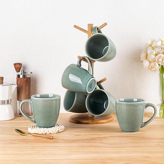 GBHOME Ceramic Coffee Mugs Set of 4, 12oz Stoneware Coffee Mugs Set For Dad Mom Women MEN, Light Weight Coffee Cups for Latte/Tea/Beer/Hot Cocoa, Dishwasher & Microwave Safe