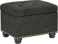 Convenience Concepts Designs4Comfort 5th Avenue Upholstered Storage Ottoman 24" - Contemporary Foot Stool and Seat with Hinged Lid for Living Room, Dining Room, Office, Den, Dark Charcoal Gray Fabric