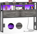 Unikito Headboard for Queen Size Bed with Storage Shelf, Head Board with 3 Outlets and 2 USB Ports, Headboards with RGB LED Light, Height Adjustable, Sturdy and Stable, Easy Assembly, Black Oak