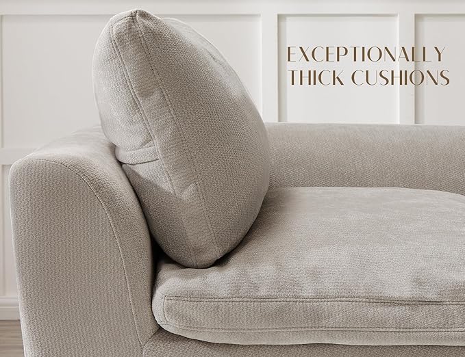 Oversized Cloud Couches for Living Room, Boneless Sectional Couch with Ottoman, 7 Seater Large Modular Sectional Sofa, Light Grey