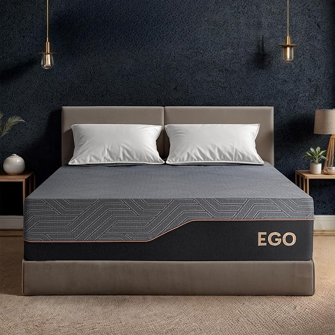MLILY EGOHOME 14 Inch Twin XL Mattress, Copper Gel Memory Foam Mattress for Pain Relief, Therapeutic Mattress in a Box, CertiPUR-US Certified, Fiberglass Free Medium Mattress, Black