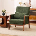 Accent Chair with Wooden, Mid Century Modern Living Room Chairs with Soft Armrest, Reading Pottery Barn Accent Chair, Chenille Armchair, Comfy Side chair with Lumbar Pillow for Lounge, Green