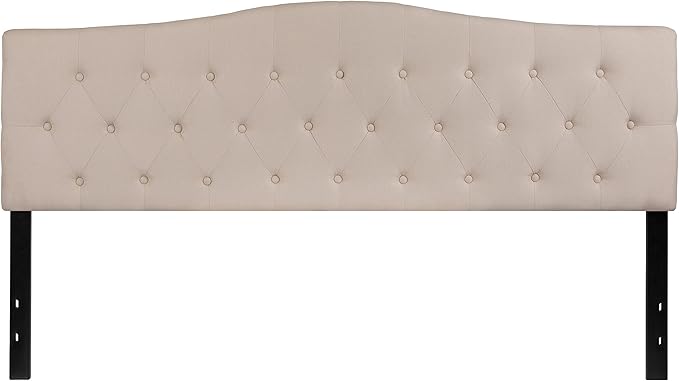 BizChair Tufted Upholstered King Size Headboard in Beige Fabric