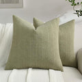 FUTEI Sage Green Chenille Throw Pillow Covers 22x22 Inch Set of 2,Soft Striped & Diamond Textured Cushion Cases,Modern Home Decor for Couch Living Room