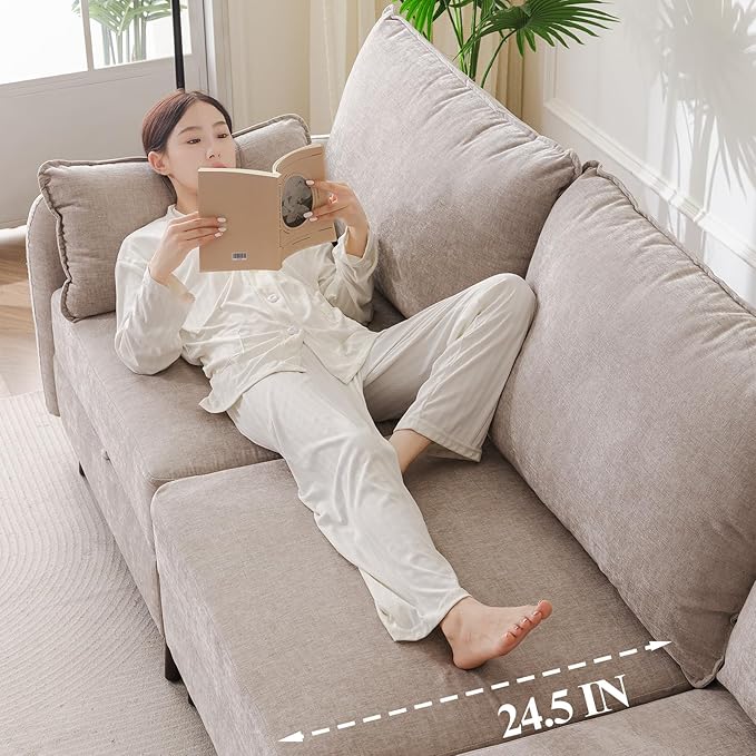 104'' Modular Sectional Sofa with All Seats Storage, Oversized Sleeper Sofa Bed for Living Room,3-Seater Comfy Cloud Couches with Movable Ottoman,Big Sectional for Bedroom,Velet,Khaki