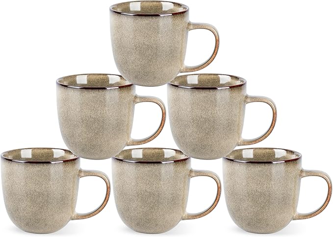 AmorArc 12oz Coffee Mugs, Ceramic Coffee Mugs set of 6 for Man, Woman, Dad, Mom, Modern Coffee Mugs with handle for Latte/Cappuccino/Milk/Cocoa. Dishwasher&Microwave Safe