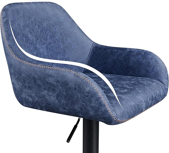 Yaheetech Bar Stools Set of 4, PU Leather Swivel Counter Height Barstools, Adjustable Bar Chairs with Backrest and Footrest, Kitchen Island Stool for Home Kitchen, Blue