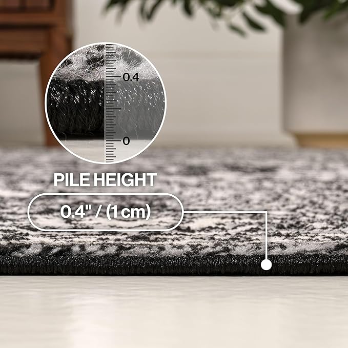JONATHAN Y Vintage Medallion Indoor Area Rug Black 4X6, Modern Boho for Living Room, Bedroom, Kitchen, Office, Easy-Cleaning, High Traffic, Pet-Friendly, Non-Shedding MDP100D-4