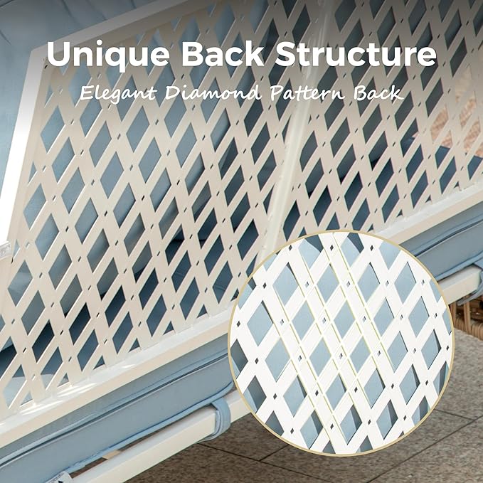 Patio Furniture Sofa, Love-Seat Patio Sofa Steel Frame Outdoor Sectional Couch with Deep Seating and 5.5” Cushions for Lawn Backyard Porch Deck, Blue