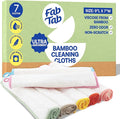 Fab Tab Viscose Made from Bamboo Cleaning Cloths Ultra Absorbent, Reusable Kitchen Cloths, Quick Drying, Non-Scratch, Color Coded Cleaning Cloths, Includes Coconut Sponge, Multicolor, 7-Pack