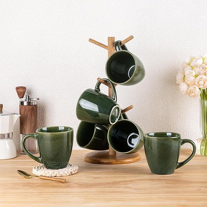 GBHOME Ceramic Coffee Mugs Set of 4, 12oz Stoneware Coffee Mugs Set For Dad Mom Women MEN, Light Weight Coffee Cups for Latte/Tea/Beer/Hot Cocoa, Dishwasher & Microwave Safe