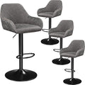 Yaheetech Bar Stools Set of 4, PU Leather Swivel Counter Height Barstools, Adjustable Bar Chairs with Backrest and Footrest, Kitchen Island Stool for Home Kitchen, Grey