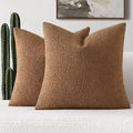 FUTEI Pack of 2 Tobacco Decorative Throw Pillow Covers 20x20 Inch Soft Cozy Solid Boucle Textured Cushion Case,Modern Home Decor for Couch Bed Living Room