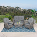 VIVIJASON 5-Piece Outdoor Patio Wicker Conversation Sets, All Weather Outdoor Rattan Furniture Set Includes Glider Loveseat, 2 Coffee Table, 2 Glider Rocker Chairs with Cushions, Grey