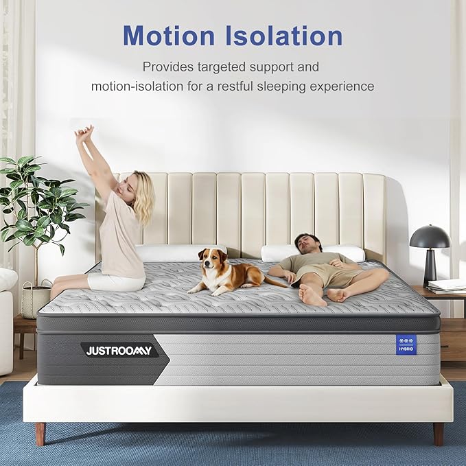 Firm King Size Mattress 14 Inch Hybrid King Mattress with Gel Memory Foam-Cooling Ice Silk Top, Support&Back Pain Relief, Individual Pocket Spring, CertiPUR-US Certified Mattress in a Box