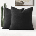 FUTEI Pack of 2 Black Decorative Throw Pillow Covers 18x18 Inch Soft Cozy Solid Boucle Textured Cushion Case,Modern Home Decor for Couch Bed Living Room