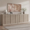 Buffet Cabinet with Storage, 120" Fluted Sideboard with 8 Drawers & 4 Door–Modern Accent Buffet Cabinet with Adjustable Shelves, Credenza Storage Cabinet for Kitchen Living Room, White Alder(2PC)