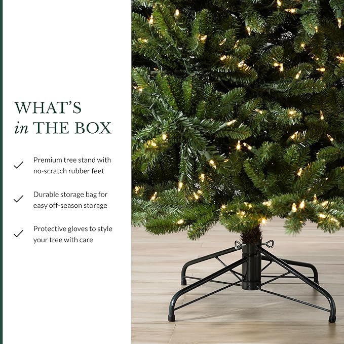 Balsam Hill 5.5 ft Unlit Classic Blue Spruce - Artificial Christmas Tree with Premium Stand for Indoor Holiday Decorating
