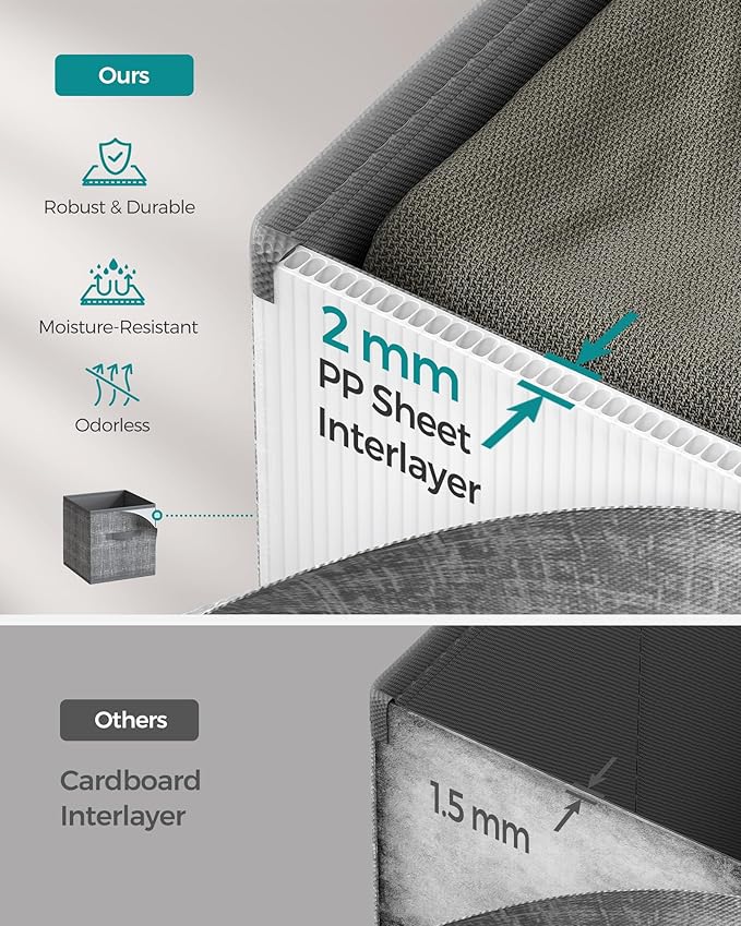 SONGMICS Storage Cubes, 13 x 13 x 13 Inches Non-Woven Fabric Bins with Double Handles, Set of 8, Closet Organizers for Shelves, Foldable, for Clothes, Cattail Gray UROB833G01