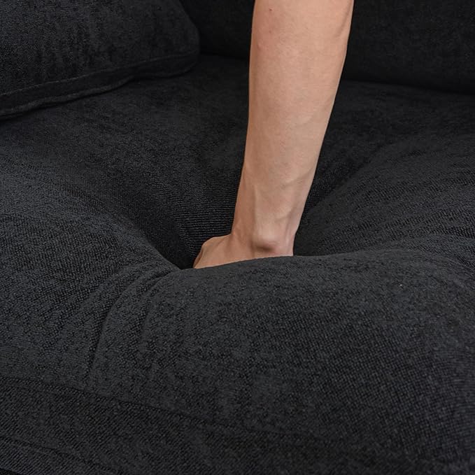 Cloud Modular Sectional Sofa Couch,80.3" L Shaped Convertible Couches with Storage Ottoman for Living Room,Minimalist Deep Sofa Couches,Sofa Covers Washable&Replaceable(Black)