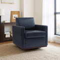UIXE Faux Leather Swivel Accent Chair, Upholstered Armchair Comfy Club Chair for Living Room, Mid Century Modern Arm Chair Single Sofa Nook Bedroom Side Reading Seat - Navy Blue