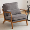 VINGLI Upgraded Premium Corduroy Accent Chair,Upholstered Arm Chair,Solid Wood Comfy Reading Chair with Lumbar Pillow, Mid Century Modern Chairs for Living Room,Bedroom,Guest Room,Light Grey