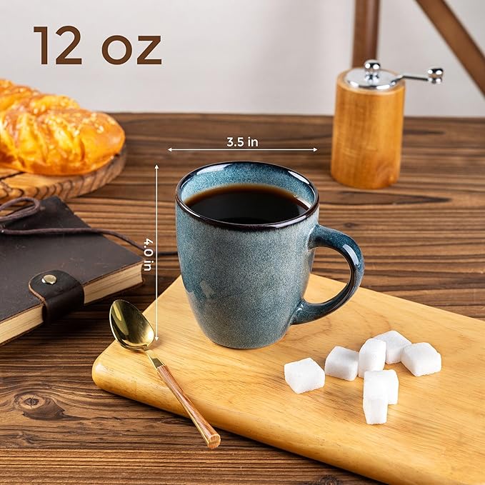 GBHOME Ceramic Coffee Mugs Set of 6, 12oz Stoneware Coffee Mugs Set For Dad Mom Women MEN, Light Weight Coffee Cups for Latte/Tea/Beer/Hot Cocoa, Dishwasher & Microwave Safe