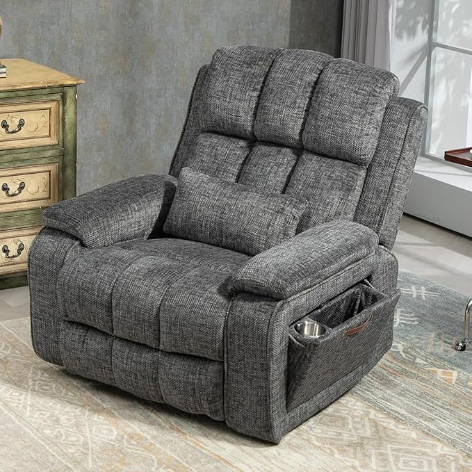 Power Lift Recliner Chairs for Elderly - Infinite Position Lay Flat Recliner with Heat & Massage Side Storage Cup Holder - USB Type C Charging - Dual Motor Lift Chair 400 lbs