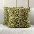 FUTEI Olive Green Decorative Throw Pillow Covers 22x22 Inch Set of 2,Soft Fluffy Faux Wool Fur Boucle Textured Cushion Case,Modern Home Decor for Couch Bed Living Room Office