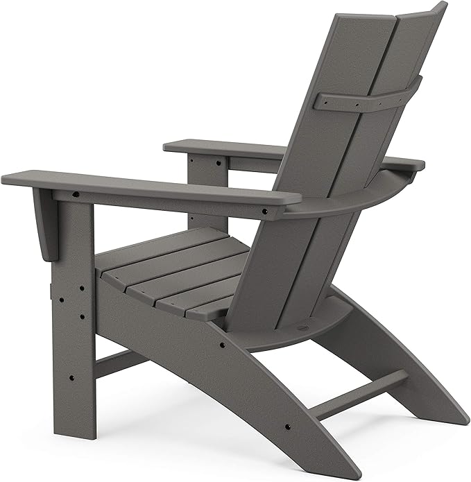 POLYWOOD Modern Curveback Adirondack Chair - All Weather Adirondack Chairs, Lounge Outdoor Chairs, Adirondack Chair Wood Look, Durable Plastic