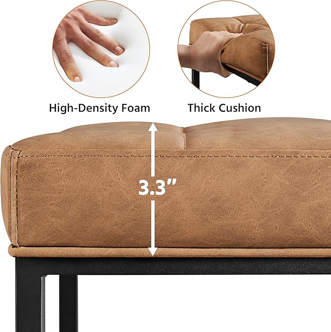 Yaheetech Bar Stools Set of 2, 24 Inch Counter Height Bar Stools Set, Backless Kitchen Island Stools, Faux Leather Stools for Kitchen Island, Brown