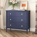 3 Drawer Dresser, 32 inch Wide Dresser for Bedroom, Modern Wood Chest of Drawers, Turned Legs Nightstand with 3 Drawers for Dorms, Hallway, Entryway (Blue)