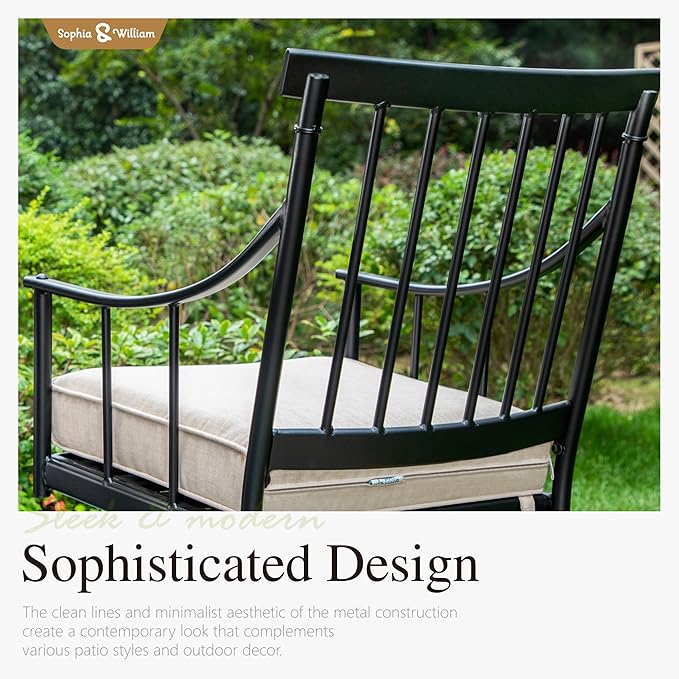 Sophia & William Swivel Patio Chairs Set of 6, Metal Rocker Patio Outdoor Dining Chairs Set with Seat Cushions, Wrought Iron Patio Bistro Furniture Chairs with Armrest for Garden, Yard, 6 Pack