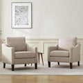VKNOW Mid Century Modern Accent Chairs Set of 2, Upholstered Living Room Chairs Armchair for Bedroom, Comfy Reading Accent Chairs with Wood Legs for Living Room, Brown
