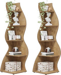 Tribesigns Corner Shelf, Modern 5-Tier Wall Corner Bookshelf, Stylish Corner Small Bookcase Storage Rack Plant Stand with Unique Shape for Living Room, Home Office (Light Brown, 2PCS)