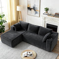 106" Cloud Couch Corduroy Modular Sectional Sofa L-Shape Boneless Couch with Wide Armrests and Cup Holders for Living Room Bedroom, No Assembly Required (Grey)