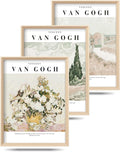 HesenDot Van Gogh High Framed Wall Art Set of 3, 12x16in Neutral Floral Canvas Prints, Abstract Landscape Artwork for Living Room Bedroom Gallery Office Home Décor