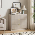 Beige Dresser for Bedroom, Modern Dresser with 3 Drawers and Smooth Slides, Wide Chest of Drawers with Golden Handles for Bedroom, Living Room, Closet, 15.7" D x 31.5" W x 29.6" H