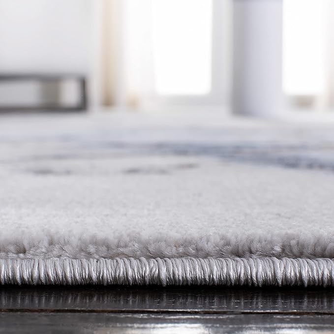 SAFAVIEH Craft Collection Runner Rug - 2'3" x 20', Grey & Blue, Modern Abstract Design, Non-Shedding & Easy Care, Ideal for High Traffic Areas in Living Room, Bedroom (CFT877L)